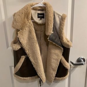 Express Faux Fur & Leather Vest
